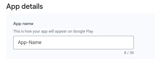 A screenshot of the app name input field.