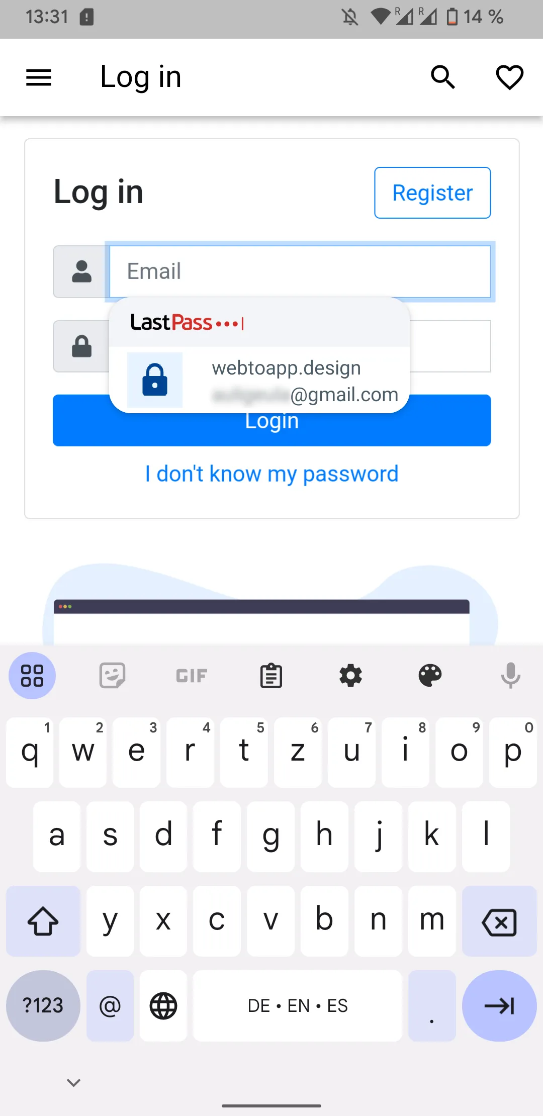 A screenshot of a LastPass popup offering to automatically fill out the login details saved for the app-control-panel.com app.
