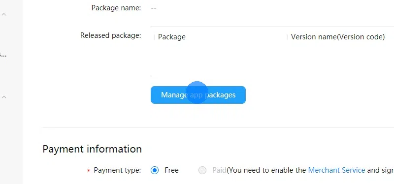 Scroll down and click "Manage app packages", where you can then upload the .apk file you just downloaded.