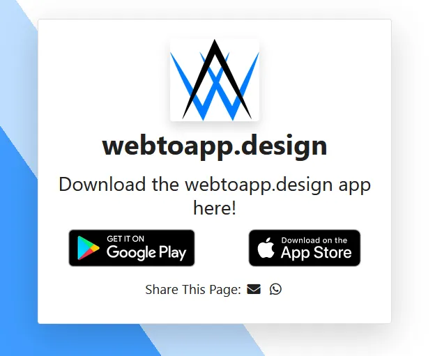A screenshot of the landing page that links to the app-control-panel.com app's Google Play and App Store listing.