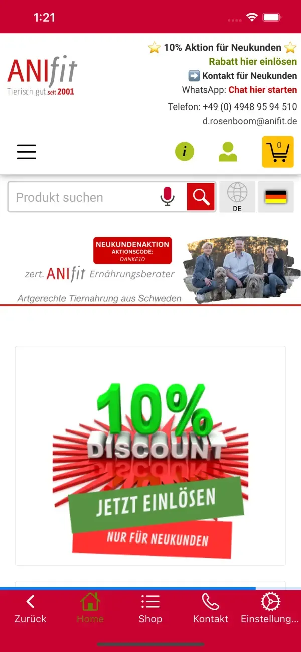 Illustration of a person looking at the ANIfit Futter Shop app which we created from their website