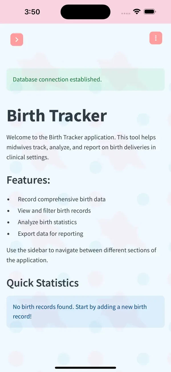 An illustration showing the BirthTracker website as an app