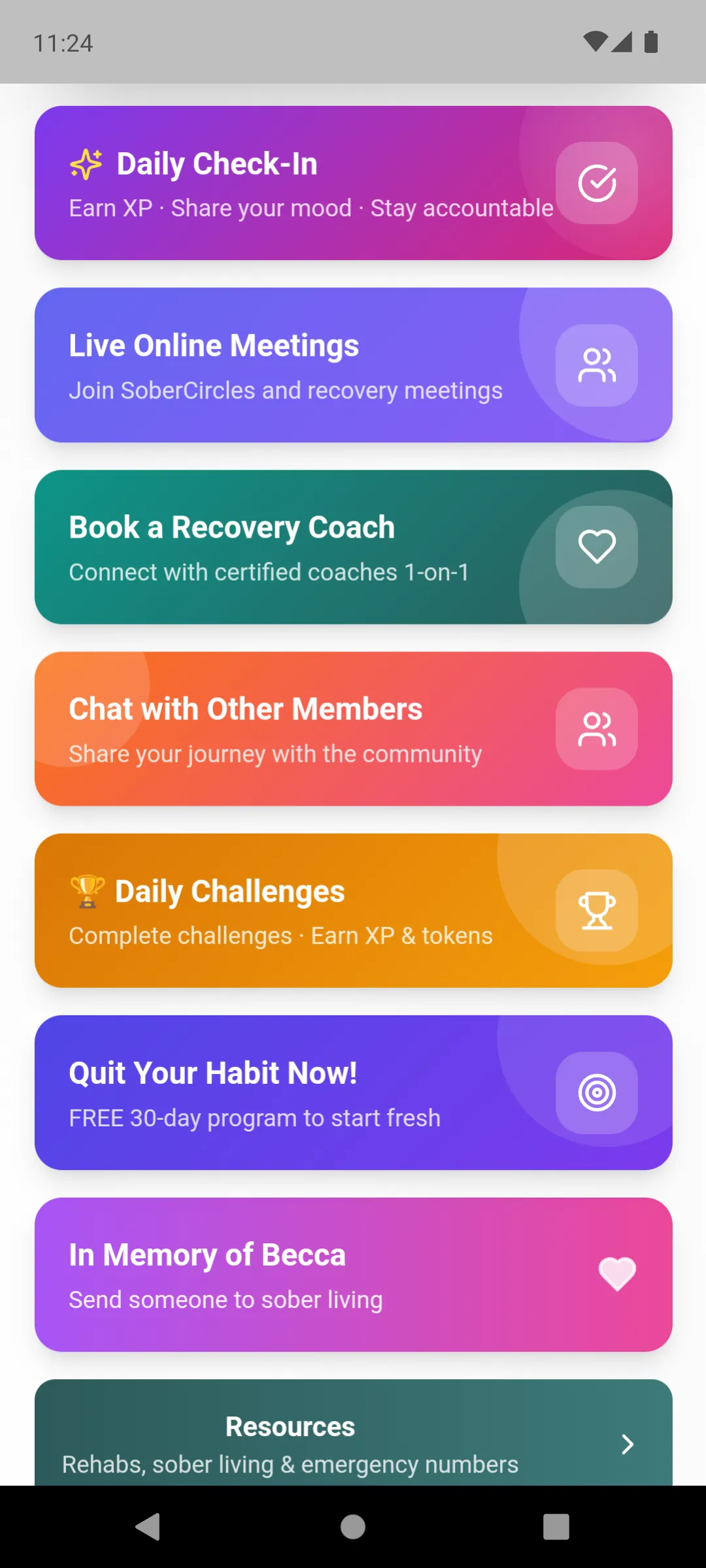 Graphic showing a screenshot of the CleanCircle Sober Network app that we developed based on the respective website