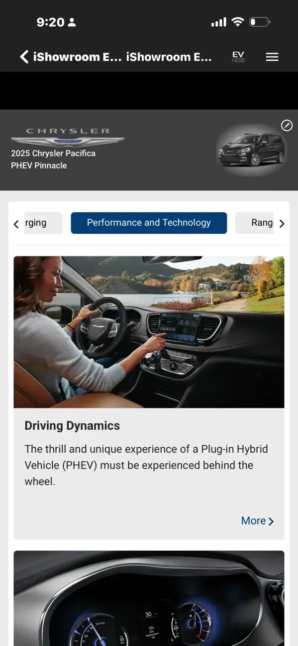 Image of the EV HUB mobile app created by turning the owner's website into an app