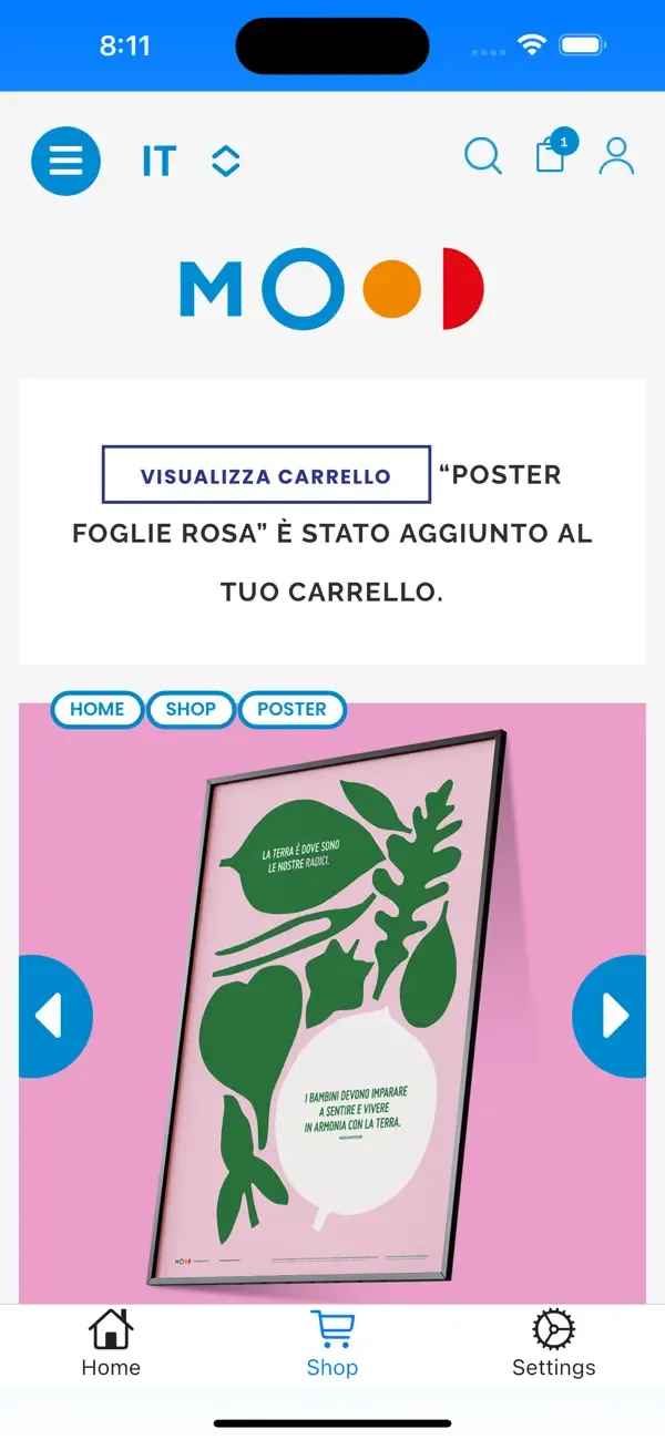 Graphic showing a screenshot of the Montessori Mood app that we developed based on the respective website