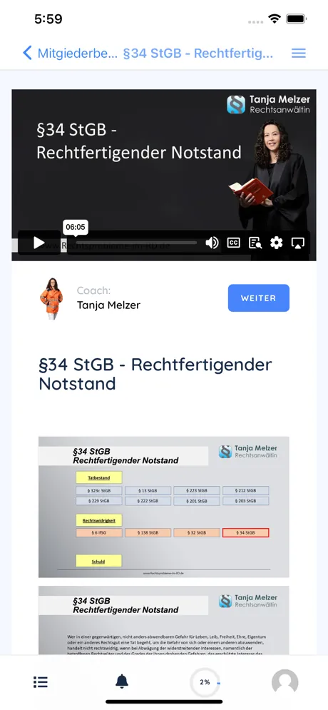 A screenshot of the Recht im Rettungsdienst mobile app created by converting their website into an app