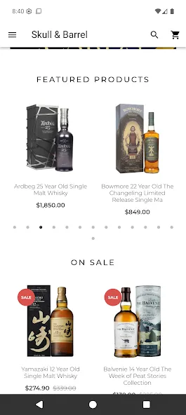 An illustration showing the Skull & Barrel website as an app