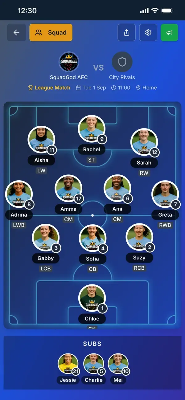 Image of the SquadGod mobile app created by turning the owner's website into an app