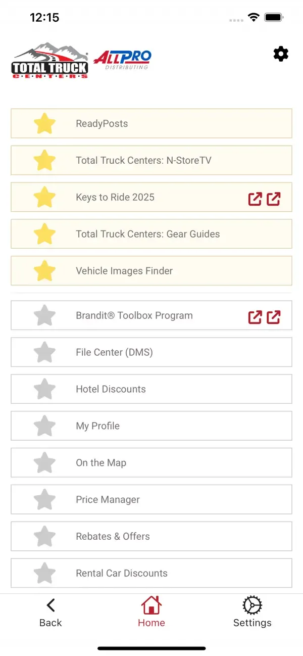 Graphic showing a screenshot of the Total Truck Centers app that we developed based on the respective website